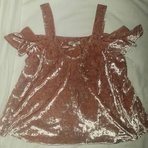 Self Esteem pink velvet blouse size large